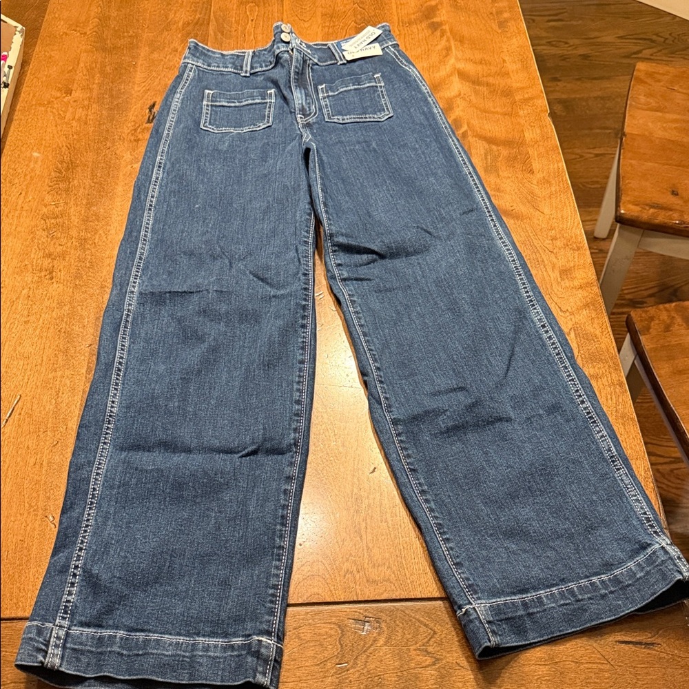 Old Navy Sky High Wide Leg Dark Blue Front Pocket Jeans, NWT